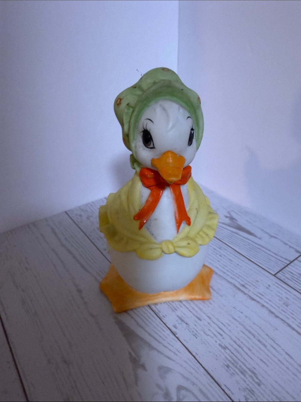 Vintage Lefton Duck trinket dish  in White, Yellow, Orange and Green